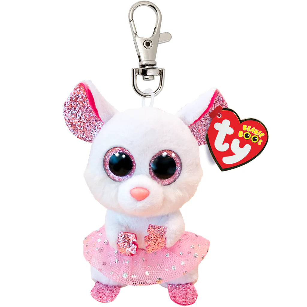 Ty Beanie Boo Clip - Nina White Ballerina Mouse - Aiala Ocio