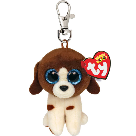 Ty Beanie Boo Clip - Muddles Brown & White Dog