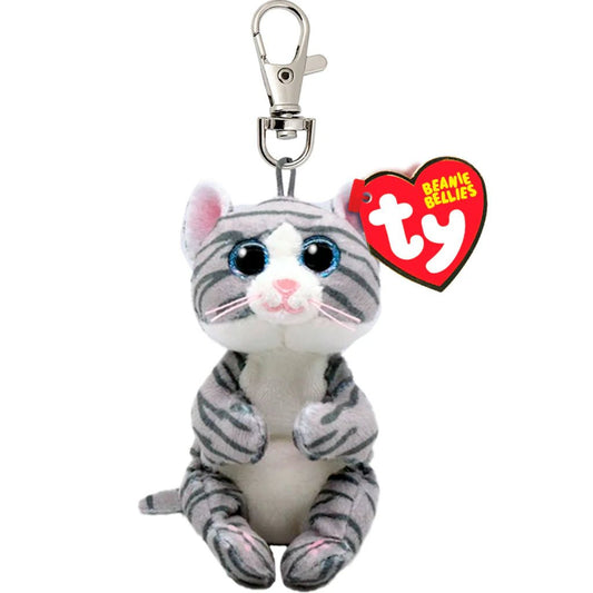 Ty Beanie Bellies Clip - Mitzi Grey Tabby Cat - Aiala Ocio